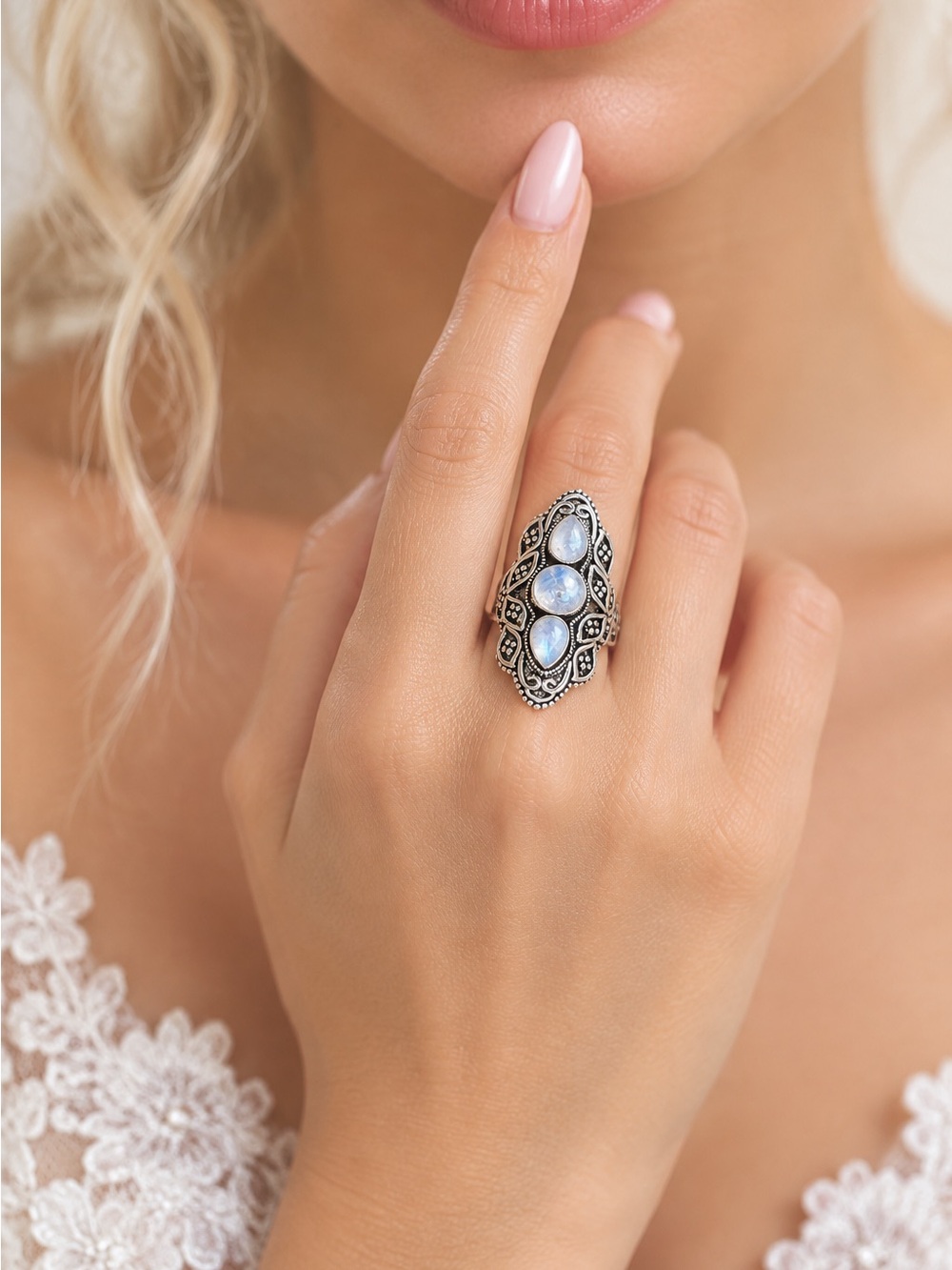 NEW! Moonstone Statement Ring - Picture 2 of 14